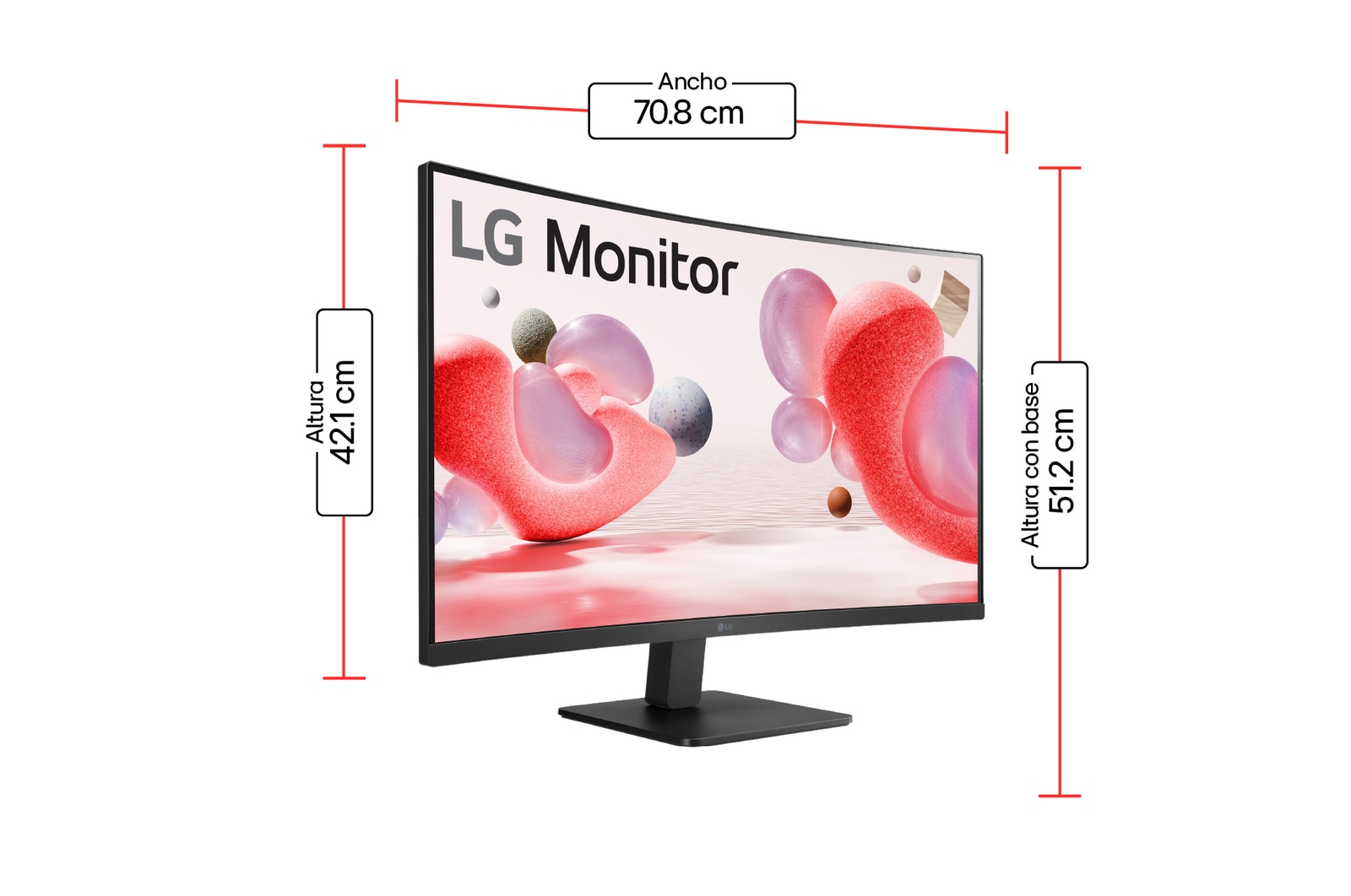 Dimensiones del Monitor LG curvo 32MR50C-B 100Hz 32